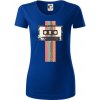 Retro kazeta - pruhy - Dámske tričko z organickej bavlny Origin (GOTS) - XL ( Kráľovská modrá )