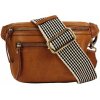 Beck´s Bum Bag Cognac Checkered Stromboli Leather - kožená ľadvinka
