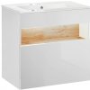 CMD Skrinka do kúpeľne BAHAMA WHITE 820 dub wotan/alpská biela/biely vysoký lesk MDF/laminát 60 cm x 68 cm x 45 cm
