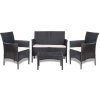 vidaXL 4-dielna záhradná sedacia súprava s vankúšmi polyratan čierna