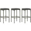 Barové stoličky s vankúšmi 3 ks sivé polyratan