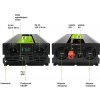 GCE Green Cell Przetwornica napicia PowerInverter LCD 24 V 3000W/60000W Przetwornica samochodowa z wywietlaczem - czysty sinus zdroj a transformátor Auto Čierna