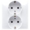 Dvojitá zásuvka Schuko s clonkami, (kompletný výrobok), 16A, 250V, skrutkové svorky, biela