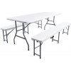Rozkladací stôl FETA biely + 2 lavice