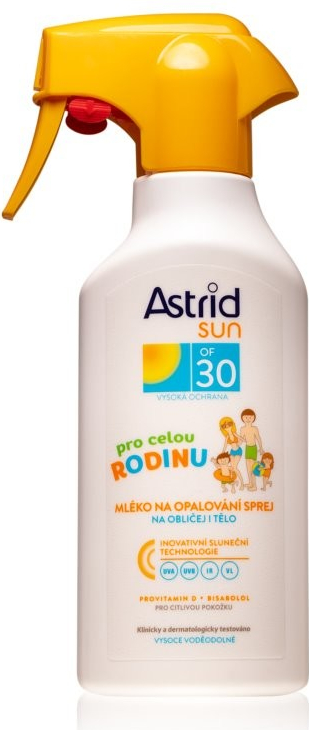 Astrid Sun rodinné mlieko na opaľovanie v spreji SPF30 300 ml od 10,7 € -  Heureka.sk