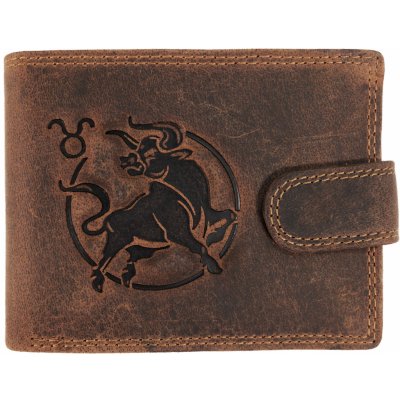 Wild Luxusná pánska peňaženka s prackou s obrázkom znamení zverorkuhu Býk hnědá