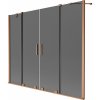 Mexen Velar Duo, 2-krídlová posuvná vaňová zástena 200 x 150 cm, 8mm šedé sklo, medená matná, 896-200-000-42-65