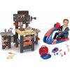 Set pracovný stôl trojkrídlový a trenažér Spidey Black&Decker Mega Center Smoby a kufrík s autíčkom