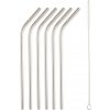 Kovové slamky G21 BeEco Party 6 ks strieborné, zahnuté + kefka na čistenie