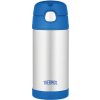 Thermos FUNtainer modrá 355ml - dětská termoska s brčkem