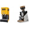 Gaggia New Classic EVO, yellow + Eureka Mignon Single Dose, Chrome & Oak