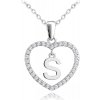 MINET Strieborný náhrdelník písmeno v srdci 