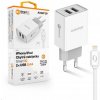 Aligator sieťová nabíjačka, 2x USB, kábel Lightning 2A, smart IC, 2, 4 A, biela