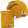 Dráče Čiapka pletená a nákrčník Colors set - vzor 12 - horčicová Farba: Žltá, Veľkosť: 48-50