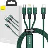 Baseus CAMLT-SC06 Rapid 3in1 USB Type C - USB Type C / Lightning / Micro USB 20 W, 1,5m, zelený