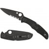 Spyderco C10PSBBK Endura 4 Black Blade Part Serrated vreckový nôž 9,6 cm, celočierna, FRN