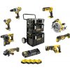 DCK853P4 DeWALT KOMBO SADA 8KS AKU NÁŘADÍ 18VOLT, 4 X 5,0 AH BATERIE XR LI-ION, DUAL NABÍJEČKA, SESTAVA KUFRŮ THOUGH BOX, VOZÍK