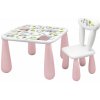 Maltex set Luna town stolík pre deti + stolička biely/ružový
