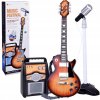 JOKO Detská Elektrická Gitara s Kombom so Svetlom mikrofón na stojane imitácia dreva hnedá