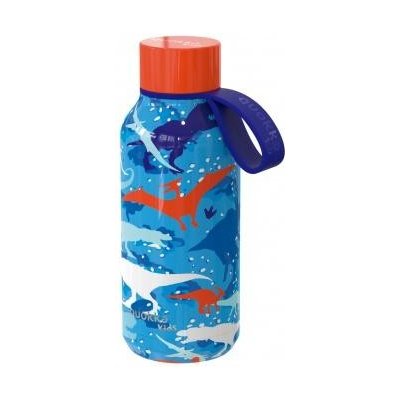 QUOKKA KIDS Nerezová fľaša / termoska s pútkom DINOSAURS, 330ml, 40141