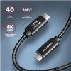 AXAGON BUCM4X-CM05AB NewGEN+ kabel USB-C USB-C, 0.5m, USB4 Gen 3×2, PD 240W 5A, 8K HD, ALU, oplet, černý
