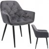 Zamatová jedálenská stolička LARGO tmavo sivá