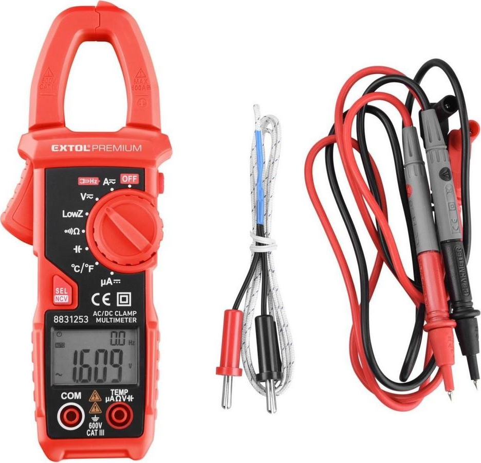 EXTOL PREMIUM Multimeter kliešťový s autom. voľbou rozsahov, max 600V