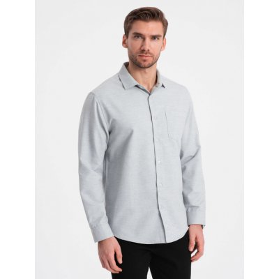 Ombre Clothing pánska košeľa s dlhým rukávom Laeroth melanžová šedá