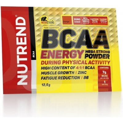 Nutrend BCAA Energy Mega Strong Powder, Príchuť pomaranč, Balenie 20 sáčkov
