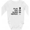 Eat sleep play šach Body dojčenské s dlhým rukávom biele