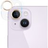 AppleKing tvrdené sklo s kovovými rámčekmi na ochranu šošoviek fotoaparátu pre iPhone 14 / 14 Plus - zlaté - možnosť vrátiť tovar ZADARMO do 30tich dní
