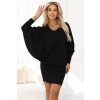 402-10 Comfortable batwing dress with long sleeves - black čierna S NUMOCO 5903938295805