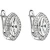 Strieborné visiace náušnice s kryštálmi Swarovski biely ovál 31192.1
