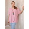 Oversized blouse with pendant in dark pink color ružová One size Kesi Włoski 5907302528186