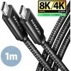 Axagon BUCM4X-CM10AB USB-C, USB4 Gen 3×2, PD 240W 5A, 8K HD, ALU, 1m