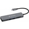 Verbatim 32156, USB-C viacportový rozbočovač Essentials 6-port, 32156, sivý, dĺžka kábla 18cm, USB-C PD, USB-A 3.2 Gen 1, USB-A 2.0, SD