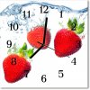 Sklenené hodiny štvorcové Jahody 30x30 cm