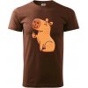 Kapybara s palcom hore - Klasické pánske tričko vyššej gramáže - S ( Čokoládová )