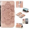 Peňaženkové kožené puzdro MANDALA na Xiaomi Redmi Note 10 5G - Zlatoružová