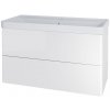 MEREO - Siena, kúpeľňová skrinka s keramickým umývadlom 101 cm, biela lesk CN4121