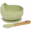 Interbaby Miska silikónová + lyžička silikónová +4 m Zelená