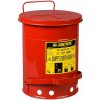 Justrite Kovový odpadkový kôš na horľavé a nebezpečné látky, 23 l, červený