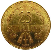 Münze Österreich zlatá mince 25 Schilling 1926-1938 5,88 g