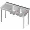 Stůl s dvoukomorovým dřezem po pravé straně bez police 1400x700x850 mm | STALGAST, 980777140 inox
