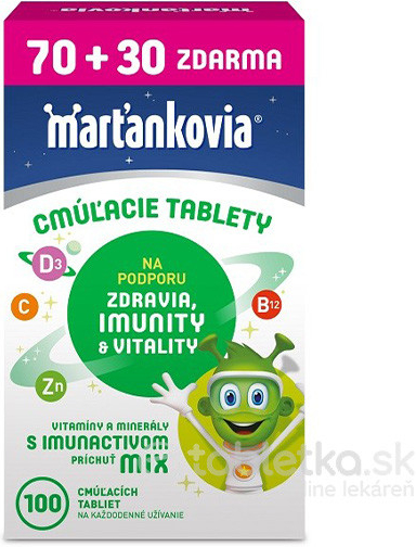 Walmark Marťankovia S Imunactivom cmúľacie tablety príchuť mix 70+30 tabliet