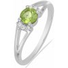 Nefertitis Prsteň strieborný s brúseným olivínom a zirkónmi Ag 925 015090 PD - 59 mm (US 9) 1,5 g