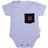 Baby Nellys Bavlnené rebrované body s kapsičkou kr. rukáv Summer Boy sv. modré