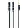 Gembird adaptér 1 x 3.5 mm 4-pin miniJack (M) na 2 x 3.5 mm jack (F) pre zapojenie headsetu do notebooku, kov. kon,0.2 m CCA-417M
