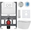 CERANO - Závesné WC s bidetom Cronus Pro - biela lesklá - tlačidlo Prime/Dualo, biele - závesné - nízky modul - predstenová inštalácia / sadrokartón - 59,3x38,4 cm