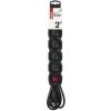 PC1512 Predlžovací kábel 2 m / 5 zásuviek / s vypínačom / čierny / PVC / 1 mm2 EMOS